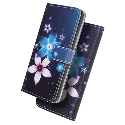 AsWant - Handyhülle für Samsung Galaxy A22 5G Hülle,Flip Gefrostet Lederhülle Case für Samsung A22 5G Hülle,Magnetverschluss Brieftasche mit Kartenfächern Standfuntion-Blaue Blume von AsWant