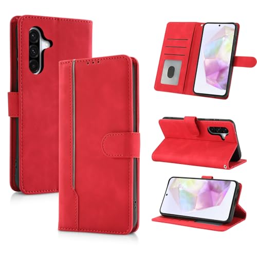 AsWant Handyhülle für Samsung Galaxy A36 5G Hülle Premium Leder Klappbar Flip Case Magnetische [Kartenfächern] [Standfunktion] Tasche RFID Schutzhülle für Galaxy A36 (Rot) von AsWant