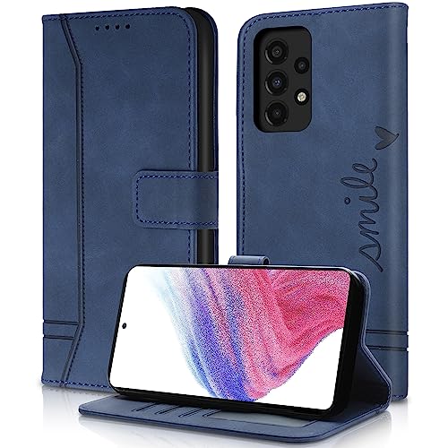 AsWant Handyhülle für Samsung Galaxy A53 5G Hülle Leder - Premium PU Klapphülle Schutzhülle für Samsung A53 5G Hülle, Kartensteckplatz Magnetschnallenhalter Handyhülle Samsung A53 (Blau) von AsWant