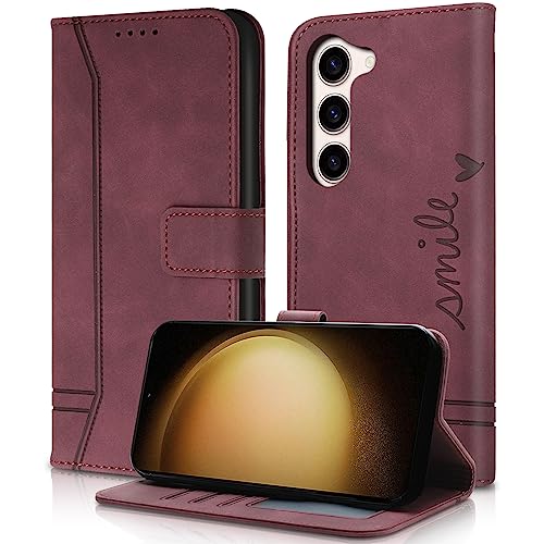 AsWant Handyhülle für Samsung Galaxy S23 Plus Leder Hülle - Magnetisches Case Book Premium PU Samsung S23+ Hülle Wallet Flip Case Schutzhülle S23 Plus 6.6 Zoll (Rot) von AsWant