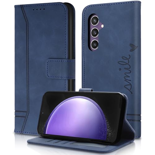 AsWant Handyhülle für Samsung Galaxy S24 FE Hülle Leder- Premium Klapphülle Tasche Kartensteckplatz Magnetschnallenhalter Schutzhülle für Sumsung S24 FE (Blau) von AsWant