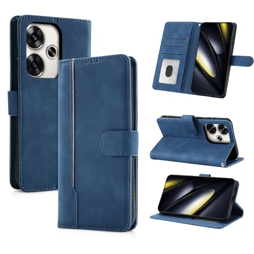 AsWant Handyhülle für Xiaomi Poco F6 Hülle Premium Leder Klappbar Flip Case Magnetische [Kartenfächern] [Standfunktion] Tasche RFID Schutzhülle für Xiaomi Poco F6 (Blau) von AsWant