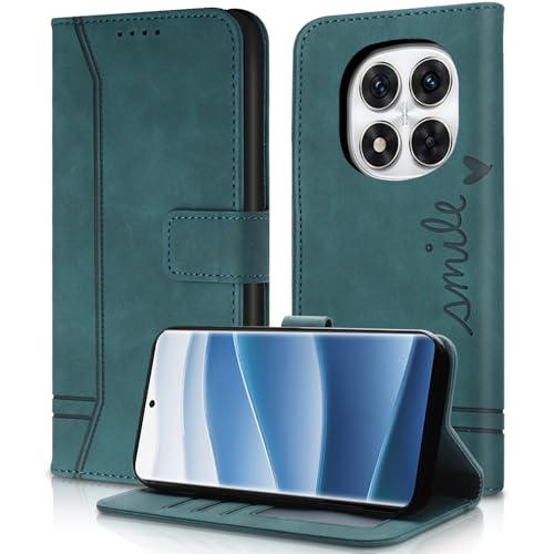 AsWant Handyhülle für Xiaomi Redmi Note 14 Pro 5G / Xiaomi Poco X7 Hülle Leder- Premium Klapphülle Tasche Kartensteckplatz Magnetschnallenhalter Schutzhülle für Redmi Note 14 Pro (Grün) von AsWant