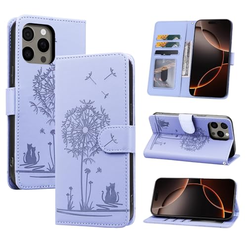 AsWant Handyhülle für iPhone 16 Pro Max Hülle Premium Lederhülle [Kartenfach] [RFID-Blockierung] Flip Case Tasche Standfunktion Klapphülle Schutzhülle für iPhone 16 Pro Max (Violett) von AsWant