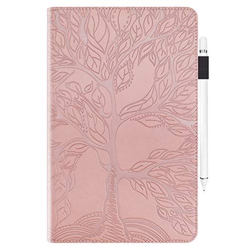 Aswant Huawei MatePad 10.4" Hülle PU Leder Brieftasche Cover Flip Case Ständer Funktion Kartenschlitz und Stifthalter Tablet Hülle Für Huawei MatePad 10.4 Zoll 2020&2022 Geprägter Baum Roségold von AsWant