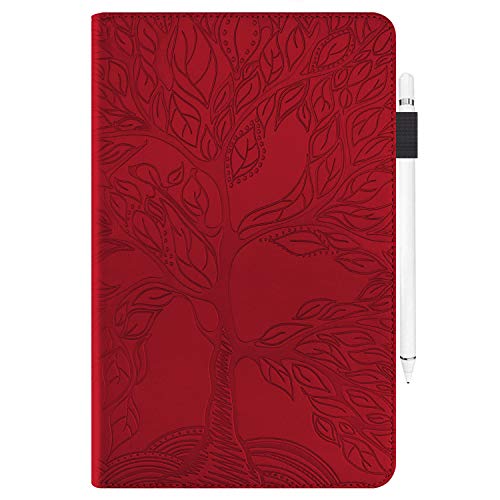 AsWant Hüll für Lenovo Tab M10 Plus Lebensbaum Design PU Leder Case Brieftasche Kartensteckplatz Folio Bookstyle Tablet Schutzhülle mit Stifthalter für Lenovo Tab M10 Plus FHD 10,3 Zoll 2020 rot von AsWant