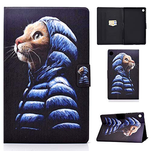 AsWant Hülle für Lenovo Tab M10 Plus 10.3 Zoll Folio Flip Brieftasche Etui Karte Steckplatz Magnetisch Tablet Schutzhülle für Lenovo Tab M10 Plus FHD 10.3" TB-X606X/TB-X606F - Katze von AsWant