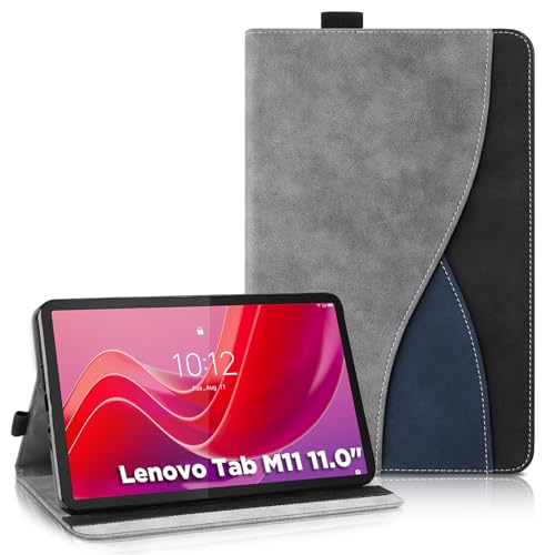 AsWant Hülle für Lenovo Tab M11 (TB330) 11 Zoll 2024 - Ultradünne Business Tricolor Tablette mit Portemonnaie und Standfunktion Leder Schutzhülle Kompatibel mit Lenovo Tab M11 Hülle (Gray) von AsWant