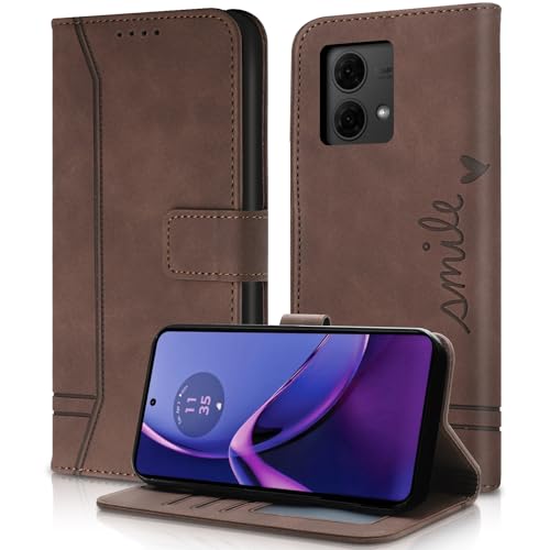 AsWant Hülle für Motorola Moto G84 Handyhülle Leder - Premium PU Klapphülle Kartensteckplatz Magnetschnallenhalter Schutzhülle Motorola Moto G84 Hülle (Braun) von AsWant