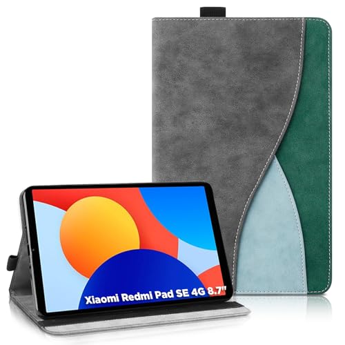 AsWant Hülle für Redmi Pad SE 8.7 4G 2024- Ultradünne Business Tricolor Tablette mit Portemonnaie und Standfunktion Schutzhülle Kompatibel mit Redmi Pad SE 8.7 Hülle (Dunkelgrau) von AsWant