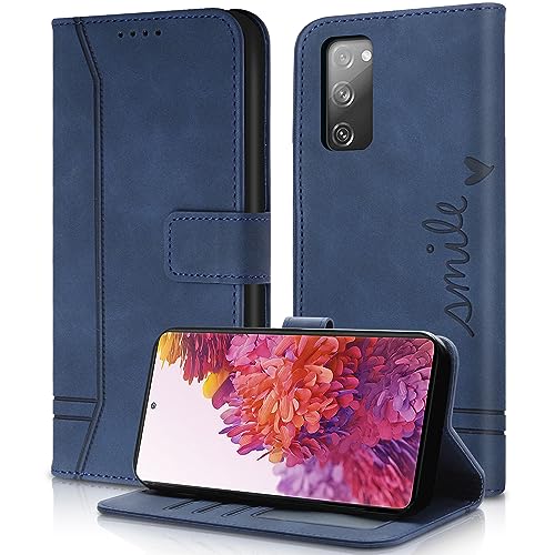 AsWant Hülle für Samsung Galaxy S20 FE 6,5" Handyhülle Leder - Premium PU Klapphülle Kartensteckplatz Magnetschnallenhalter Schutzhülle Tasche S20 FE Hülle (Blau) von AsWant