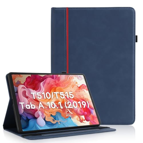 AsWant Hülle für Samsung Galaxy Tab A 10.1 2019 (T510 T515 T517), Schutzhülle Ultradünne PU Leder mit Stand Schutzhülle und Auto Schlafen/Wachen Case Hülle, Blau von AsWant