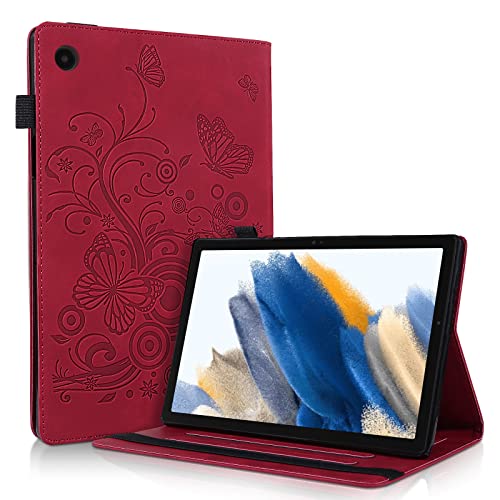AsWant Hülle für Samsung Galaxy Tab A8 10.5 Zoll 2021 2022 SM-X200/X205/X207 Ultradünne Samsung Galaxy Tab A8 Schutzhülle mit Brieftasche Funktion und Standfunktion Kompatibel mit Glaxy Tab A8, Rot von AsWant