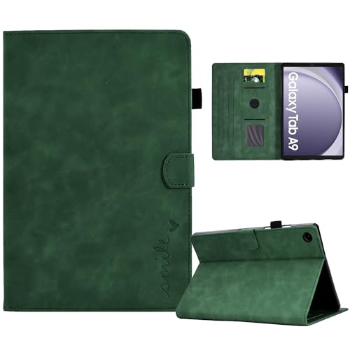 AsWant Hülle für Samsung Galaxy Tab A9 8.7 Zoll SM-X110/AM-X115 2023- Senior PU Leder Ultradünn Schutzhülle Kompatibel mit Galaxy Tab A9 (Grün) von AsWant