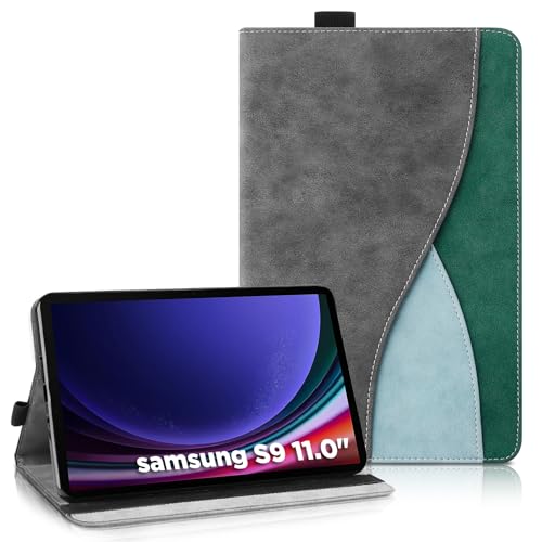 AsWant Hülle für Samsung Galaxy Tab S9 2023 / S8 2022/ S7 2020- Ultradünne Business Tricolor Tablette mit Portemonnaie und Standfunktion Schutzhülle für Galaxy Tab S9 (Dunkelgrau) von AsWant