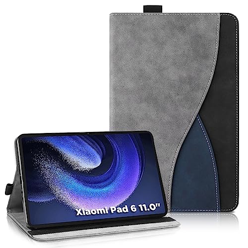 AsWant Hülle für Xiaomi Pad 6/6 Pro (11 Zoll, Modell 2023, 6. Generation) - Ultradünne Business Tricolor Tablette mit Portemonnaie und Standfunktion Schutzhülle Kompatibel mit Xiaomi Pad 6 (Gray) von AsWant