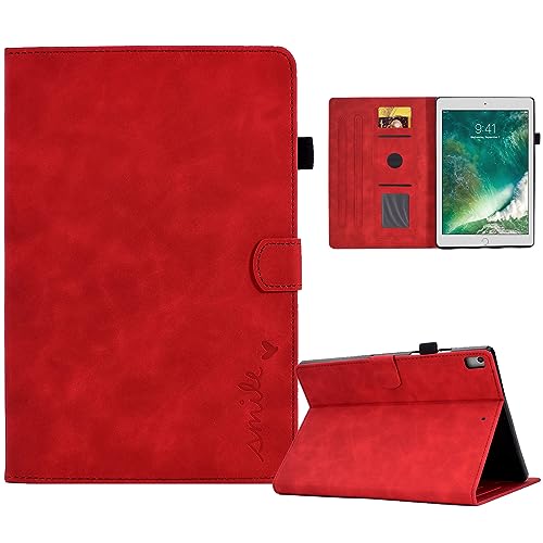 AsWant Hülle für iPad 9,7 Zoll (Modell 2018/2017, 6./5. Generation) / iPad Air 2/Air 1 - Senior PU Leder iPad Air Ultradünn Schutzhülle Kompatibel mit iPad 9.7 Zoll (Rot) von AsWant