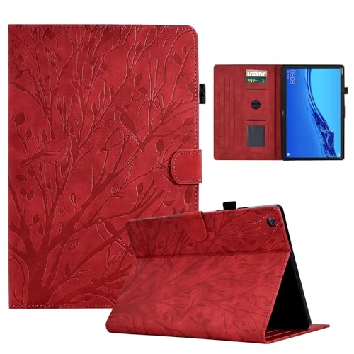 AsWant Leder Hülle Kompatibel mit Huawei Mediapad M5 Lite 10 - PU Leder Ultradünn Schutzhülle Folio Stand für Huawei Mediapad M5 Lite/C5 10.1 Zoll 2018 (Rot) von AsWant