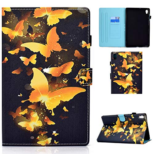 AsWant Lenovo Tab M10 HD 2 Gen Hülle PU Folio Flip Brieftasche Hülle Magnetverschluss Tablet Hülle mit Stifthalter für Lenovo Tab M10 HD 2 Generation 10.1 Zoll TB-X306X/TB-X306F - Gold Schmetterling von AsWant