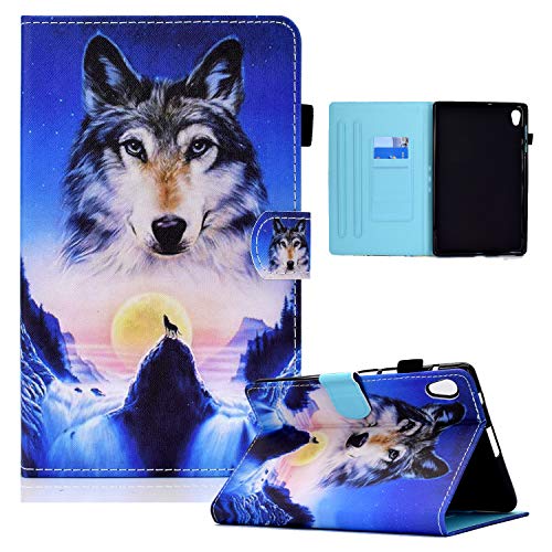 AsWant Lenovo Tab M10 HD 2 Gen Hülle PU Folio Flip Brieftasche Hülle Magnetverschluss Tablet Hülle mit Stifthalter für Lenovo Tab M10 HD 2 Generation 10.1 Zoll TB-X306X/TB-X306F - Wolf von AsWant