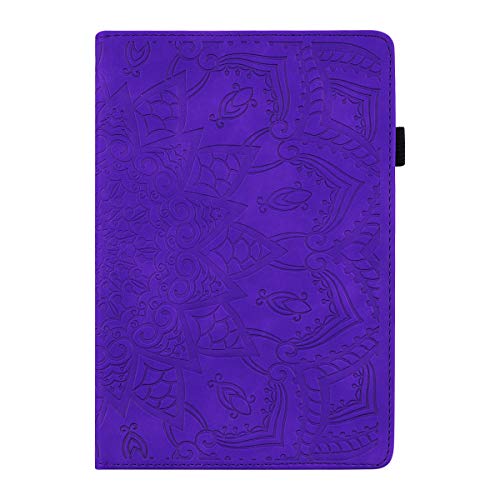 AsWant Lspcase iPad 10.2 Zoll 2019/2020 Hülle PU Leder Case iPad 7. / 8. Generation Schutzhülle Brieftasche Flip Tasche Etui mit Kartenfach und Ständer für iPad 10.2" Mandala Blumen Muster Lila von AsWant
