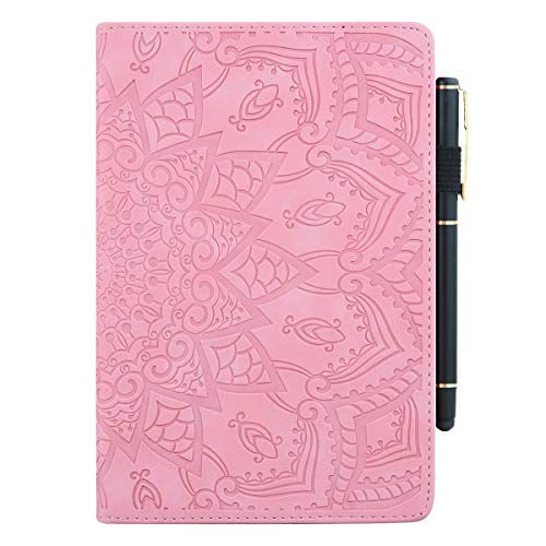 AsWant iPad Pro 12.9 Zoll 2020 Hülle PU Leder Flip Brieftasche Stand Cover Stifthalter Kartenschlitz Auto Schlaf/Wach Funktion Schutzhülle Für Apple iPad Pro 2020 12.9" Mandala Blumen Muster Rosa von AsWant