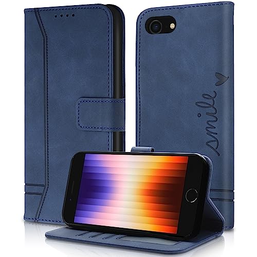 Aswant iPhone SE 2020 Hülle/SE 2022/iPhone 8 Hülle/iPhone 7 Hülle/iPhone 6S Hülle/iPhone 6 Handyhülle, Premium PU Wallet Klappbar Flip Schutzhülle Etui für Apple iPhone 6/7/8/SE 2020 (Blau) von AsWant
