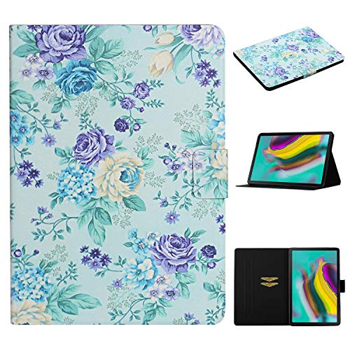 Aswant Galaxy Tab S5e 10.5 Zoll Hülle Ultradünne PU Leder Brieftasche Cover Case Auto Schlaf/Wach Funktion Schutzhülle mit Kartensteckplatz Für Samsung Galaxy Tab S5e 2019 SM-T720/SM-T725 Lila Blume von AsWant