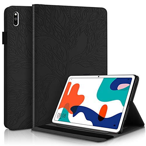 Aswant Huawei MatePad 10.4" Hülle PU Leder Brieftasche Cover Flip Case Ständer Funktion Kartenschlitz und Stifthalter Tablet Hülle Für Huawei MatePad 10.4 Zoll 2020&2022 Geprägter Baum Schwarz von AsWant