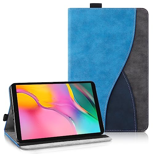 Aswant Hülle Kompatibel mit Samsung Galaxy Tab A 10.1 2019 SM-T510 T515 - Ultradünne Business Tricolor Tablette mit Portemonnaie und Standfunktion Galaxy Tab A hülle (Blau) von AsWant