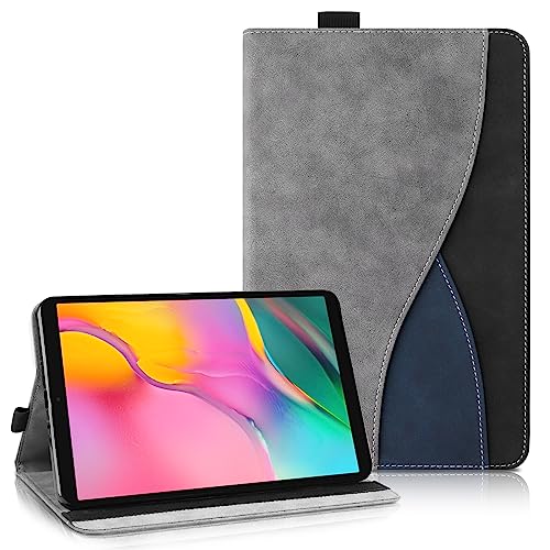 Aswant Hülle Kompatibel mit Samsung Galaxy Tab A 10.1 2019 SM-T510 T515 - Ultradünne Business Tricolor Tablette mit Portemonnaie und Standfunktion Galaxy Tab A hülle (Gray) von AsWant