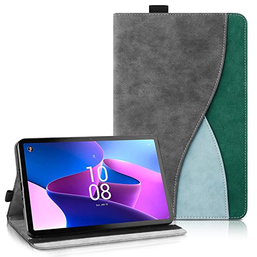 Aswant Hülle für Lenovo Tab M10 Plus 3rd Gen 10.6 Zoll 2022 (TB-125FU / TB128FU / TB128XU), Ultradünne Leder mit Portemonnaie und Standfunktion Schutzhülle für Lenovo M10 Plus 3. Gen (Dunkelgrau) von AsWant