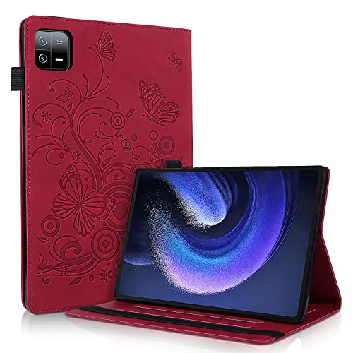 Aswant Hülle für Xiaomi Pad 6 / Pad 6 Pro 11" 2023 Multi-Winkel Premium Leder Tablet Case Kompatibel mit Xiaomi Pad 6/ Mi Pad 6 Pro (Rot) von AsWant