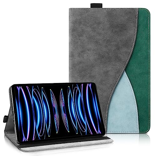 Aswant Hülle für iPad Pro 12.9 Zoll (6./5./4. Generation, Modell 2022/2021/2020) - Ultradünne Business Tricolor Tablette mit Portemonnaie und Standfunktion iPad Pro 12.9 Hülle (Dunkelgrau) von AsWant