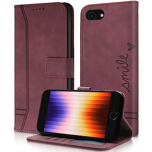 Aswant iPhone SE 2020 Hülle/SE 2022/iPhone 8 Hülle/iPhone 7 Hülle/iPhone 6S Hülle/iPhone 6 Handyhülle, Premium PU Wallet Klappbar Flip Schutzhülle Etui für Apple iPhone 6/7/8/SE 2020 (Rot) von AsWant