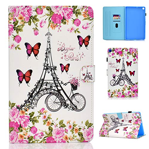 Lspcase Galaxy Tab A 10.1 Zoll 2019 Hülle PU Leder Flip Case Cover Magnetisch Ständer Tasche Tablet Schutzhülle mit Kartenfach für Samsung Galaxy Tab A 10.1 SM-T510 / SM-T515 Eiffel Turm von AsWant