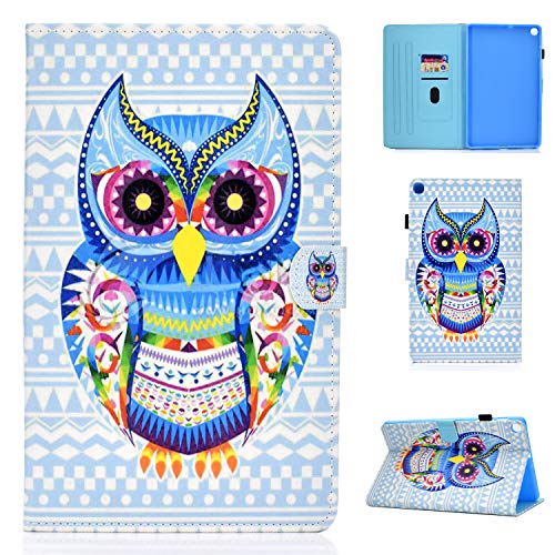 Lspcase Galaxy Tab A 10.1 Zoll 2019 Hülle PU Leder Flip Case Cover Magnetisch Ständer Tasche Tablet Schutzhülle mit Kartenfach für Samsung Galaxy Tab A 10.1 SM-T510 / SM-T515 Eule von AsWant