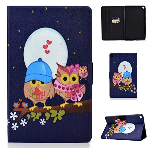 AsWant Lspcase Galaxy Tab A 10.1 Zoll 2019 Hülle PU Leder Flip Case Cover Magnetisch Ständer Tasche Tablet Schutzhülle mit Kartenfach für Samsung Galaxy Tab A 10.1 SM-T510 / SM-T515 Paar Eulen von AsWant