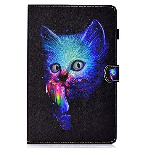 AsWant Lspcase Kompatibel für Samsung Galaxy Tab A 10.5 Zoll SM-T590 T595 PU Schutz Hülle Flip Cover Wallet Hardcase im Bookstyle mit Standfunktion Karteneinschub und Magnetverschluß Etui Blaue Katze von AsWant