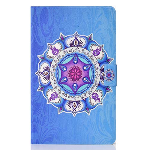 Lspcase Samsung Tab E 9.6 Zoll PU Leder Schutzhülle Flip Wallet Case Cover Smart Tasche Hülle mit Stifthalter und Kartensteckplatz für Samsung Galaxy Tab E 9.6 SM-T560/SM-T561 Blaues Mandala von AsWant