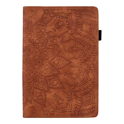 AsWant Lspcase iPad 10.2 Zoll 2019/2020 Hülle PU Leder Case iPad 7. / 8. Generation Schutzhülle Brieftasche Flip Tasche Etui mit Kartenfach und Ständer für iPad 10.2" Mandala Blumen Muster Braun von AsWant