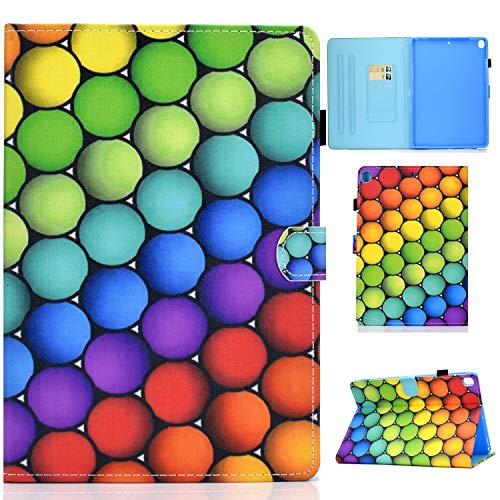 AsWant iPad 10.2 Hülle, Lspcase iPad 7 Generation 2019 10.2 Zoll Lederhülle Flip Stand Case Brieftasche Tasche mit Kartenfach und Auto Schlaf/Wachen Funktion für Apple iPad 10.2 Bunter Ball von AsWant