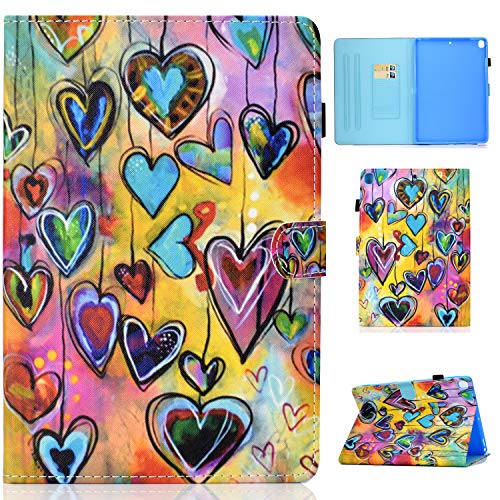iPad 10.2 Hülle, Lspcase iPad 7 Generation 2019 10.2 Zoll Lederhülle Flip Stand Case Brieftasche Tasche mit Kartenfach und Auto Schlaf/Wachen Funktion für Apple iPad 10.2 Herz von AsWant