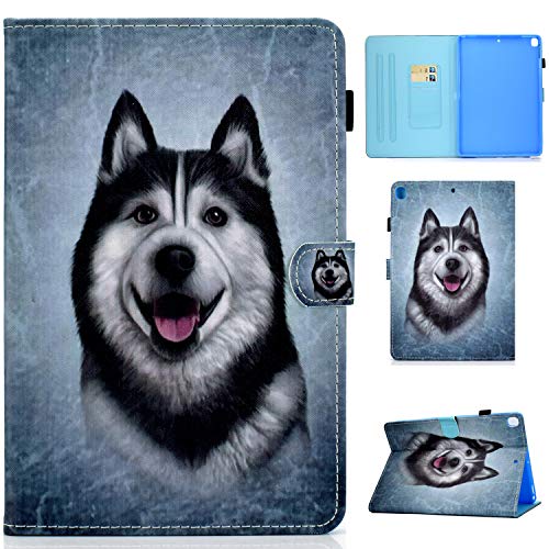 iPad 10.2 Hülle, Lspcase iPad 7 Generation 2019 10.2 Zoll Lederhülle Flip Stand Case Brieftasche Tasche mit Kartenfach und Auto Schlaf/Wachen Funktion für Apple iPad 10.2 Husky Hund von AsWant