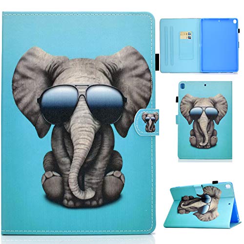 AsWant iPad 10.2 Hülle, Lspcase iPad 7 Generation 2019 10.2 Zoll Lederhülle Flip Stand Case Brieftasche Tasche mit Kartenfach und Auto Schlaf/Wachen Funktion für Apple iPad 10.2 Niedlicher Elefant von AsWant