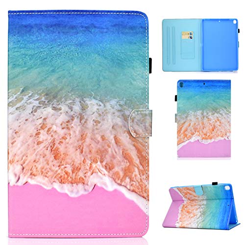 iPad 10.2 Hülle, Lspcase iPad 7 Generation 2019 10.2 Zoll Lederhülle Flip Stand Case Brieftasche Tasche mit Kartenfach und Auto Schlaf/Wachen Funktion für Apple iPad 10.2 Rosafarbenes Meer von AsWant