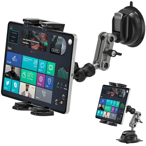 Asaiy Tablet Halterung Auto, Ipad Halterung Auto, 360° Drehbare, Stabil und Waschbar TPU Saugnapf, Windschutzsche und Armaturenbrett Universal, Car Mount für iPhone, Galaxy, 4.7-12.9" Tablets & Handys von Asaiy