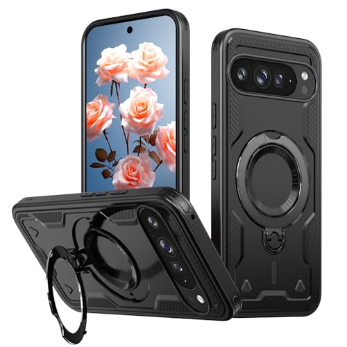 Asdsinfor Hülle für Google Pixel 9A, drehbarer Ring mit Ständer, kompatibel mit MagSafe, Fallschutz in Militärqualität, magnetische Hülle für Google Pixel 9A, Schwarz MQ Asdsinfor Hülle für Google Pixel 9A, drehbarer Ring mit Ständer, kompatibel mit MagSafe, Fallschutz in Militärqualität, magnetische Hülle für Google Pixel 9A, Schwarz MQ von Asdsinfor