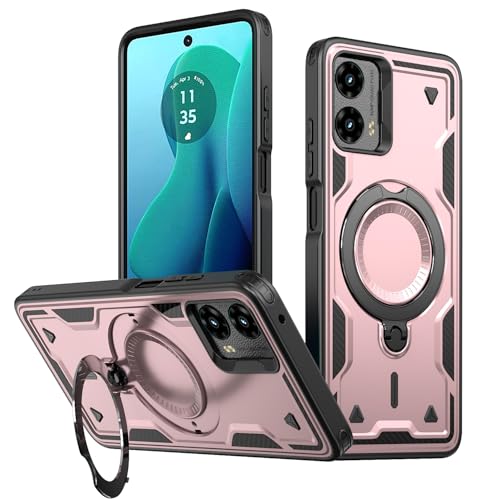 Asdsinfor Hülle für Motorola Moto Edge 2024 5G, drehbarer Ring mit Ständer, kompatibel mit MagSafe, Fallschutz in Militärqualität, magnetische Hülle für Motorola Moto Edge 2024 5G, Roségold MQ Asdsinfor Hülle für Motorola Moto Edge 2024 5G, drehbarer Ring mit Ständer, kompatibel mit MagSafe, Fallschutz in Militärqualität, magnetische Hülle für Motorola Moto Edge 2024 5G, Roségold MQ von Asdsinfor