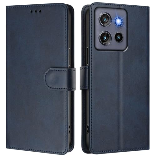 Asdsinfor Schutzhülle für Motorola Moto Edge 5G 2025, [RFID-Blockierung] 3 Kartenhalter Ständer [stoßfeste TPU-Innenhülle] PU-Leder magnetische Schutzhülle für Moto Edge 5G 2025, Blau YBW von Asdsinfor